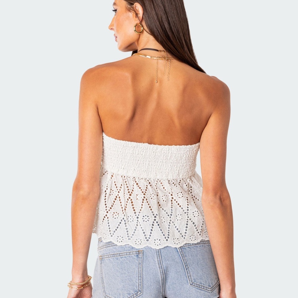 Edikted Lacey Cotton Scrunch Tube Top - Picture 3 of 3